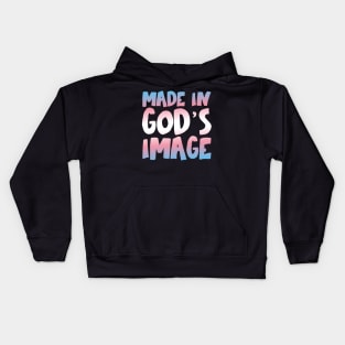 "Made in God's image" - Christians for Justice (trans pride flag) Kids Hoodie